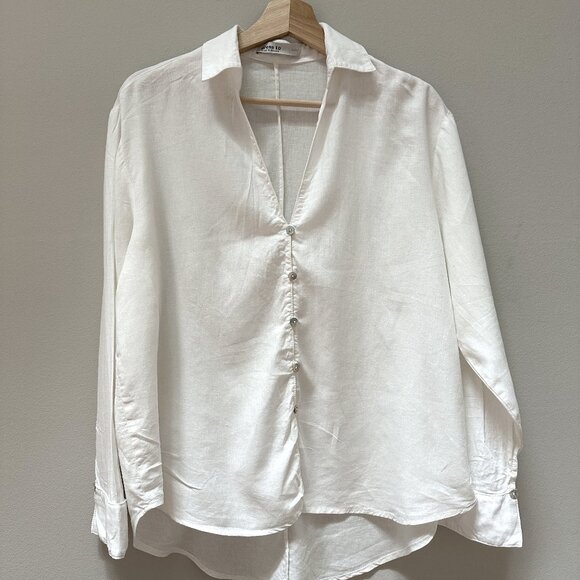 Dress To Tops - Off-White Linen Shirt by Dress To